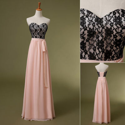 Sweetheart  a-line chiffon lace long prom dresses,cheap evening dress,formal dress