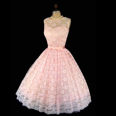 Blush pink short lace prom dresses formal gowns pst0355