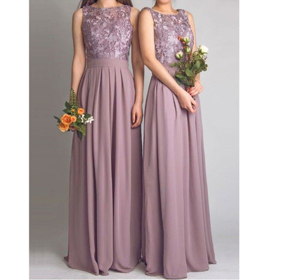 2016 Floor Length Chiffon and Lace Bridesmaid Dresses pst0234