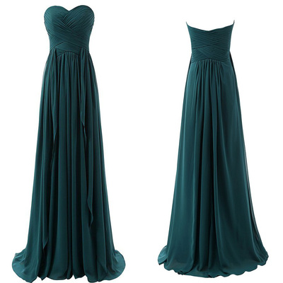 Teal floor length chiffon bridesmaid dresses pst0238