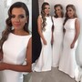 long bridesmaid dress, white bridesmaid dress, mermaid bridesmaid dress, cheap bridesmaid prom dress, elegant bridesmaid prom dress, E301-1