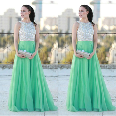 Chiffon and beads celebrity prom dresses pst0190