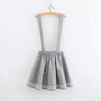 Gray/Navy Blue Kawaii Suspenders Skirt SP165498 - Thumbnail 1
