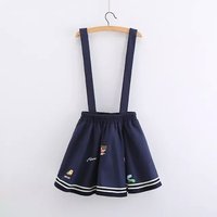 Gray/Navy Blue Kawaii Suspenders Skirt SP165498 - Thumbnail 2