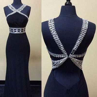 Black prom dress,long prom dress,sexy prom dress, 2016 prom dress,backless prom dress, evening dress, e4982 - Thumbnail 5