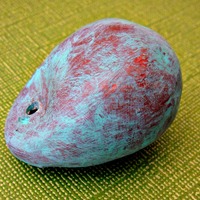 Turquoise and Copper Rustic Paper Mache Pendant - Thumbnail 2