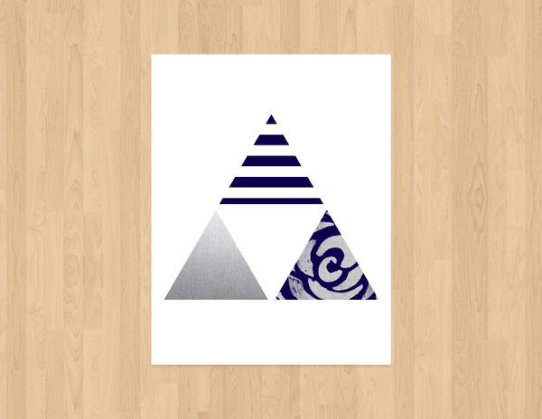 Blue and Silver Triangles Art