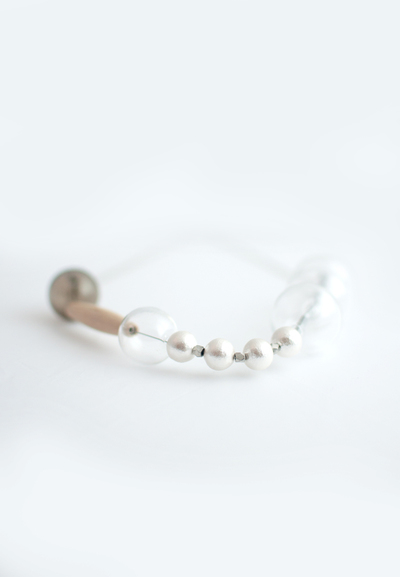 Glass Cotton Pearl Wood Necklace NL1059S