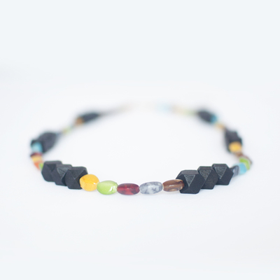 Ceramic wood beads necklace nl1104 - Thumbnail 3