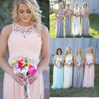 Long bridesmaid dress, lace bridesmaid dress, cheap bridesmaid dress, custom bridesmaid dress, bridesmaid dresses for girls, e762 - Thumbnail 3