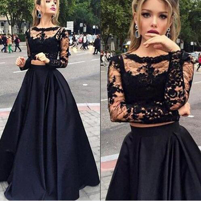 Long prom dress ,black prom dress,prom dress with lace ,long sleeve prom dress ,elegant prom dress,custom prom dress,bd14015
