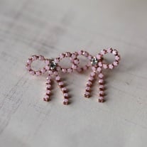 Rose Quartz Ribbon Bow Earrings