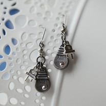 Cute light Buld Dangling Earrings in Antique Silver