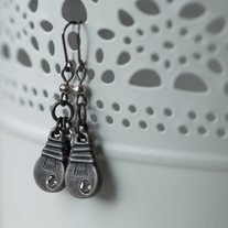 Cute light Buld Dangling Earrings in Antique Silver - Thumbnail 1