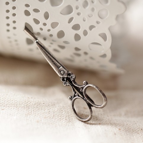 3D Scissors Hair Pin in Antique Silver