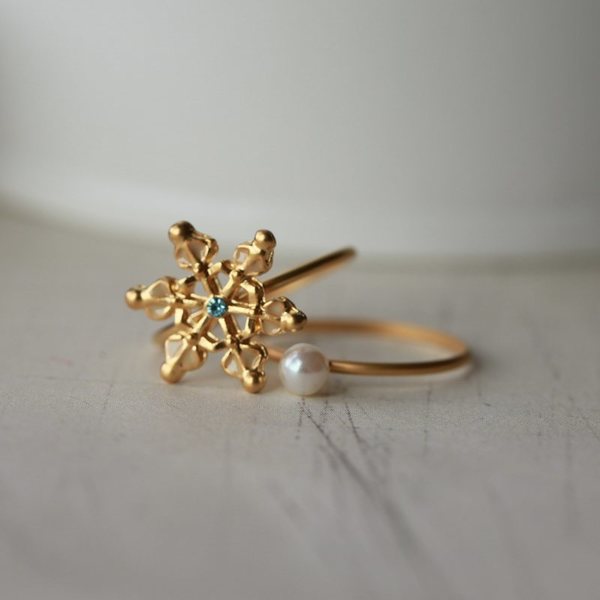 Set of 2 Snow Flake Rings in US Size 7