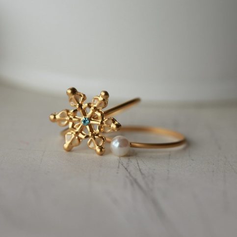 Set of 2 Snow Flake Rings in US Size 7