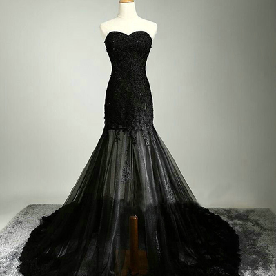 Black mermaid prom dresses floor length pst0289