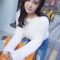 Furry Heart Shape Long Sleeve Multi-color Sweater Top - Thumbnail 3