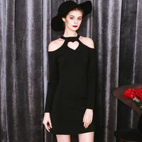 Free Shipping Sexy Hollow Heart Velet dress - Thumbnail 1