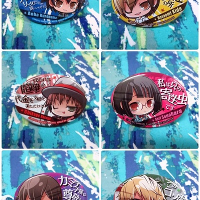 Durarara!! x2 - oval badge - celty / kida / mikado / aoba / anri / chikage / shizuo / izaya / shinra / vorona / kasuka