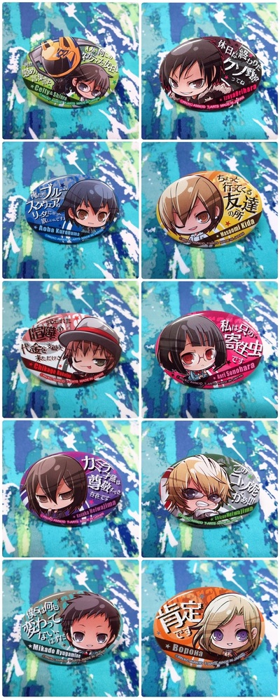 Durarara!! x2 - Oval Badge - Celty / Kida / Mikado / Aoba / Anri / Chikage / Shizuo / Izaya / Shinra / Vorona / Kasuka