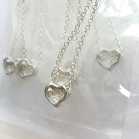Baby Heart Necklace - Heart Charm Necklace - Pink, Blue, White heart Necklace - Silver Necklace with Heart Charm - Thumbnail 3