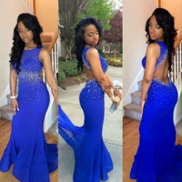 Royal Blue Sexy Open Back Prom Dresses Mermaid Backless Prom Dress 2016 - Thumbnail 3