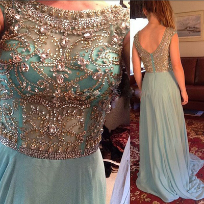 Long prom dress, blue prom dress, charming prom dress, beading prom dress, party dress, e8129 - Thumbnail 3