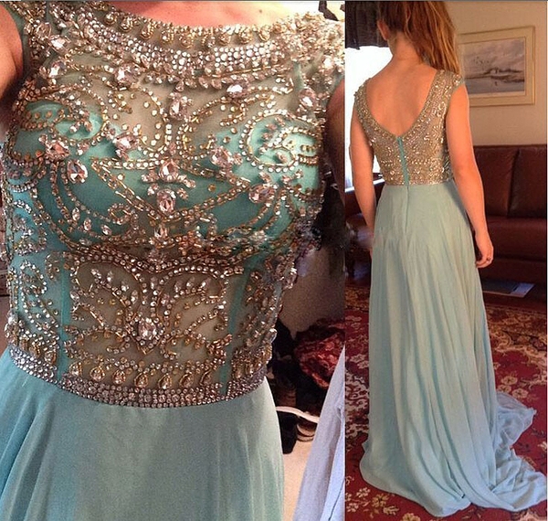 long prom dress, blue prom dress, charming prom dress, beading prom dress, party dress, E8129