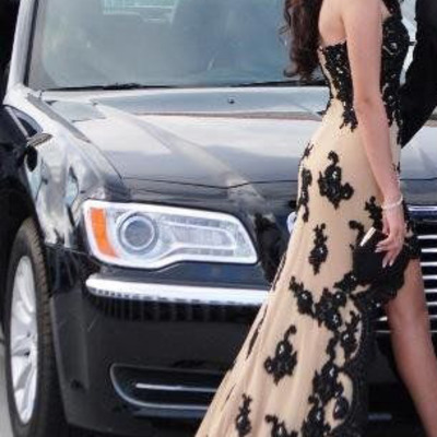 High low champagne black lace evening dress floor length modest prom dresses 