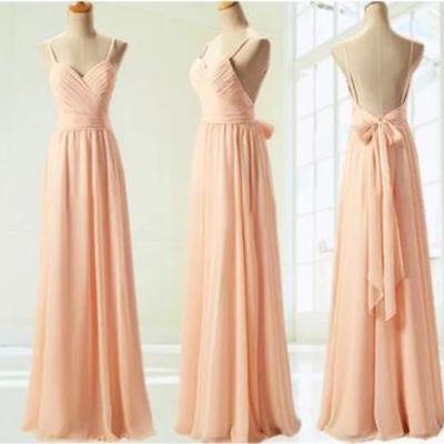 Long bridesmaid dress, pink bridesmaid dress, chiffon bridesmaid dress, bridesmaid dress 2016, cheap bridesmaid dress, e1776 - Thumbnail 4