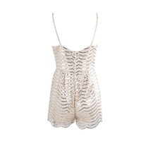 Beige Sequin Playsuit Romper - Thumbnail 2