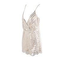 Beige Sequin Playsuit Romper - Thumbnail 1