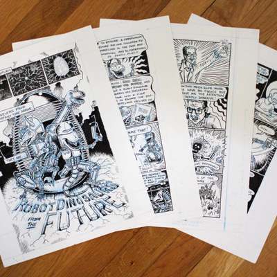 Original art - robot dinosaurs from the future