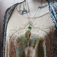 Leaf Necklace, Cutout Leaf Necklace, Spring Jewelry, Plant Necklace, Nature Lovers Gift, Emerald Green Leaf Necklace - Thumbnail 4