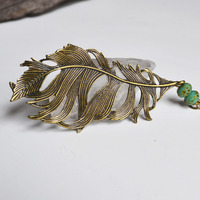 Large Feather Necklace, Bohemian Long Necklace, Long Chain Feather Necklace, Floating Feather, Dreamy Feather - Thumbnail 3