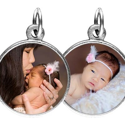 Heirloom double sided round portrait charm