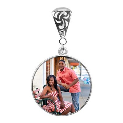 Large sterling silver swirl portrait pendant