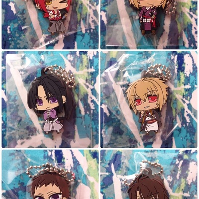 Hakuouki - rubber keychain - harada sanosuke / hijikata toshizo / kazama chikage / yamazaki susumu / okita souji - 