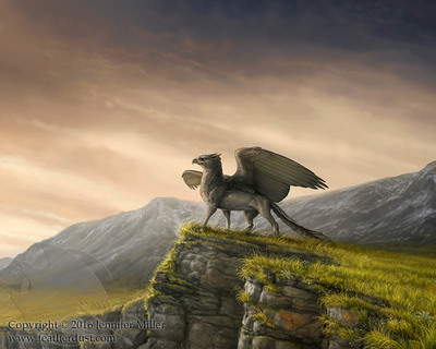 SALE 8x10  "By the Silver Wind" Fantasy Gryphon -  Print