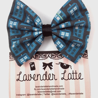 Doctor who dark blue tardis fabric hair bow geeky whovian hair accessory - Thumbnail 5