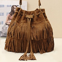 Faux Suede Fringe Bag - Thumbnail 4