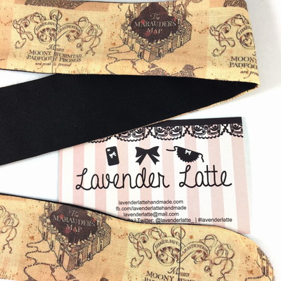 Marauders map handmade reversible head tie harry potter inspired hair accessory - Thumbnail 2