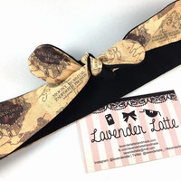 Marauders Map Handmade Reversible Head Tie Harry Potter Inspired Hair Accessory - Thumbnail 3