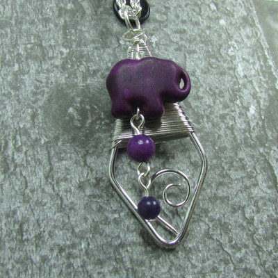 Purple elephant necklace