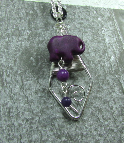 Purple elephant necklace