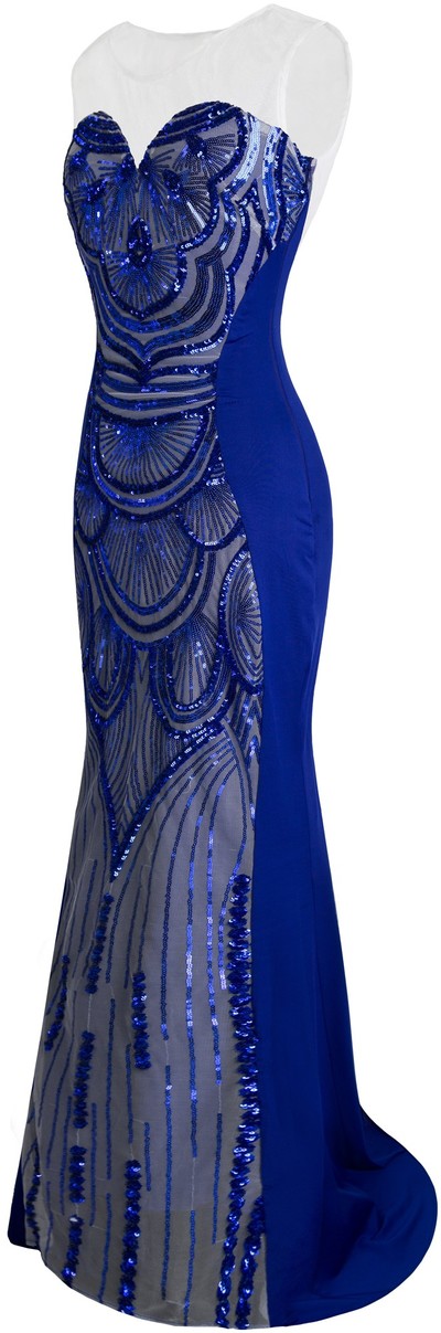 Blue Sequin Evening Dress