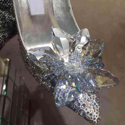 Cinderella shoes sexy high heels women pumps silver rhinestone bridal wedding shoes