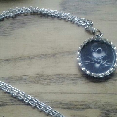 Nightmare before christmas jack skellington bottle cap necklace
